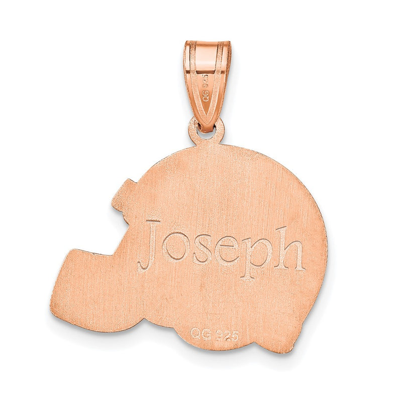Rose Plated Sterling Silver/Rose Personalized Football Helmet Pendant