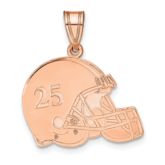 14K Rose Gold Personalized Football Helmet Pendant