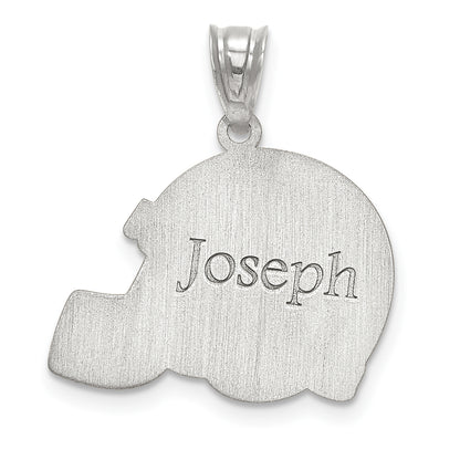 14K White Gold Personalized Football Helmet Pendant
