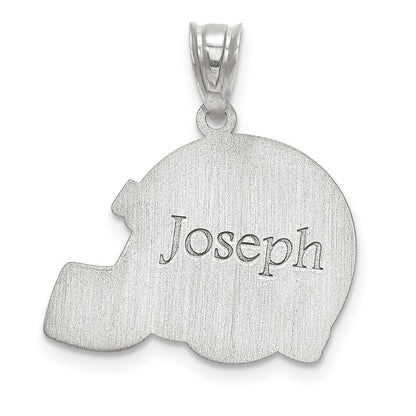 Sterling Silver Rhodium Plated Personalized Football Helmet Pendant