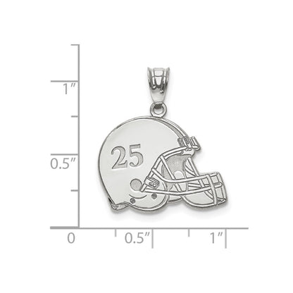 14K White Gold Personalized Football Helmet Pendant