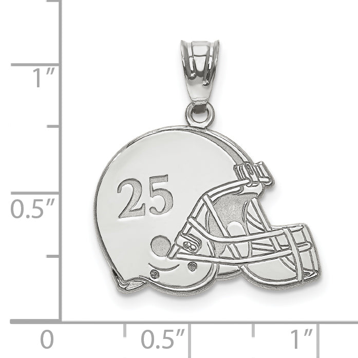 14K White Gold Personalized Football Helmet Pendant