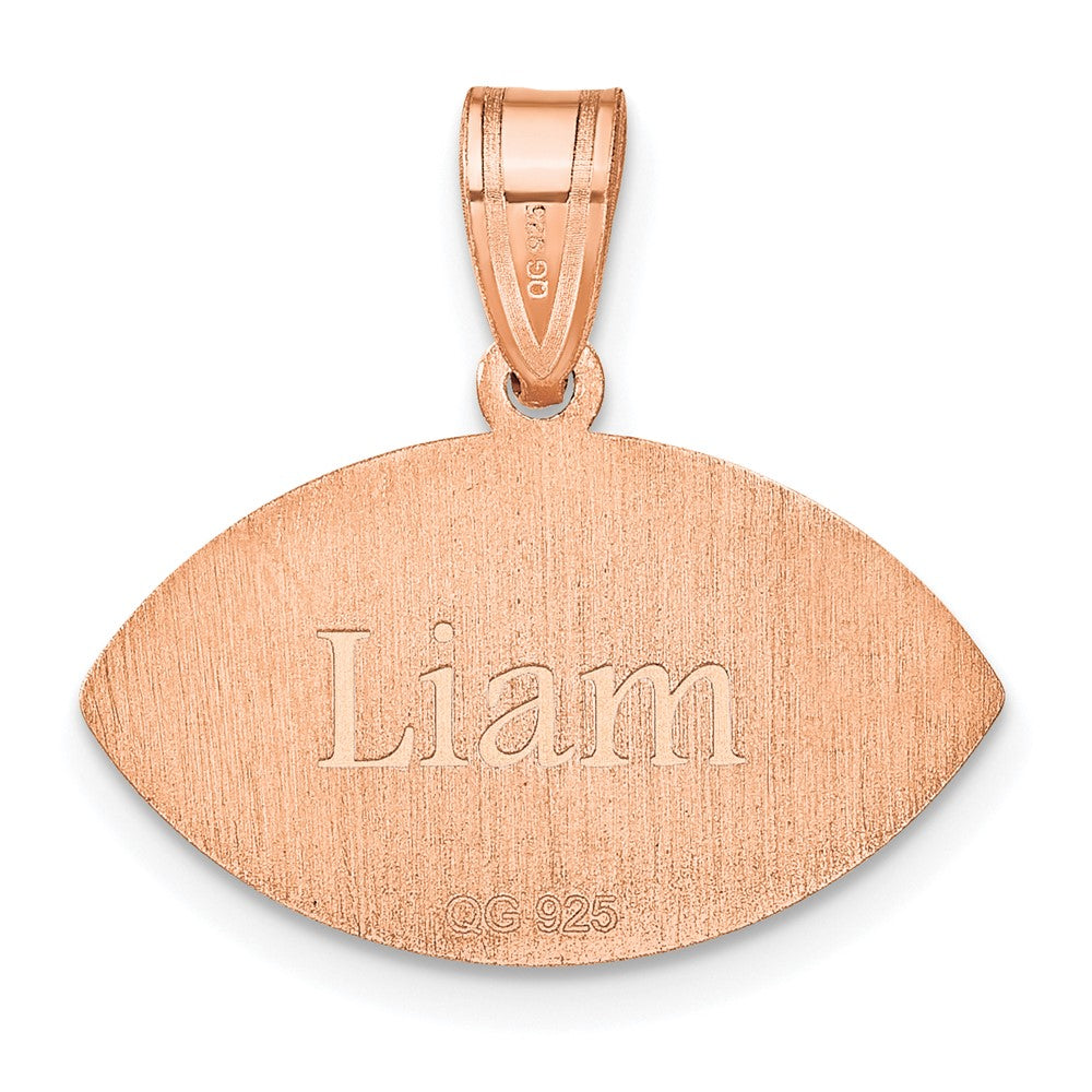 14K Rose Gold Personalized Football Pendant