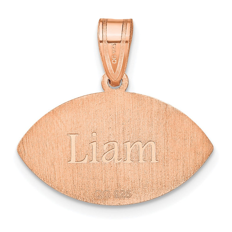 14K Rose Gold Personalized Football Pendant