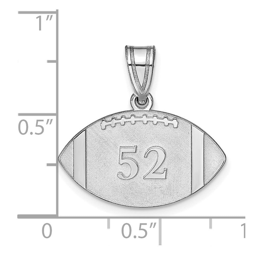 Sterling Silver Silver/Rhodium Plated Personalized Football Pendant