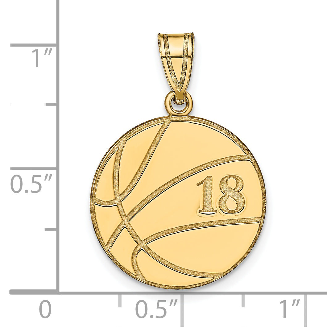 Gold Plated Sterling Silver/Gold Personalized Basketball Pendant