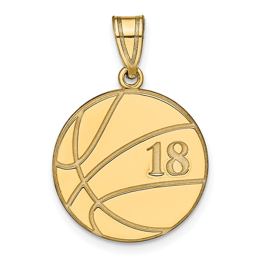 Gold Plated Sterling Silver/Gold Personalized Basketball Pendant