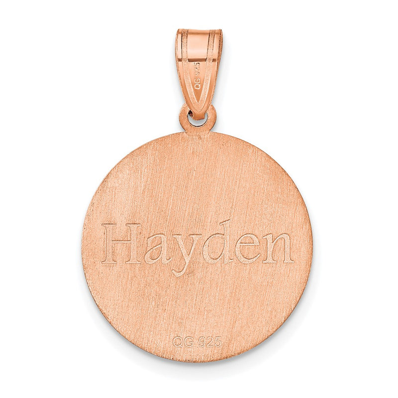 Rose Plated Sterling Silver/Rose Personalized Basketball Pendant