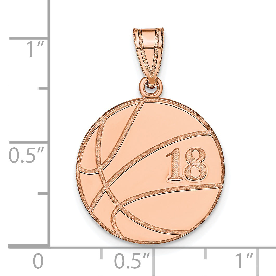 Rose Plated Sterling Silver/Rose Personalized Basketball Pendant