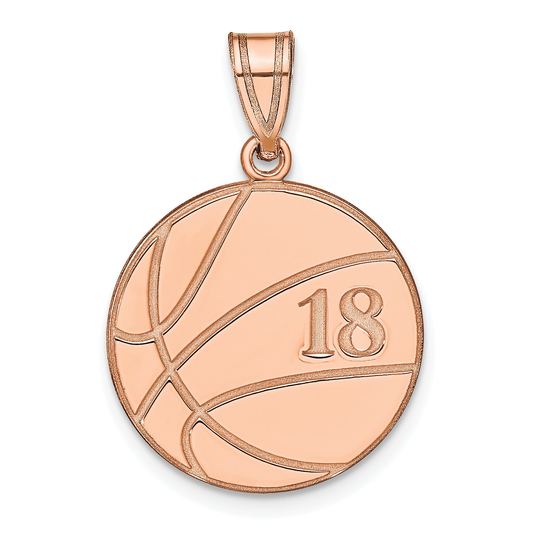 Rose Plated Sterling Silver/Rose Personalized Basketball Pendant