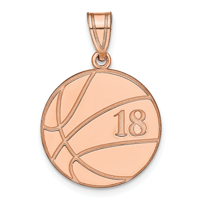 Rose Plated Sterling Silver/Rose Personalized Basketball Pendant