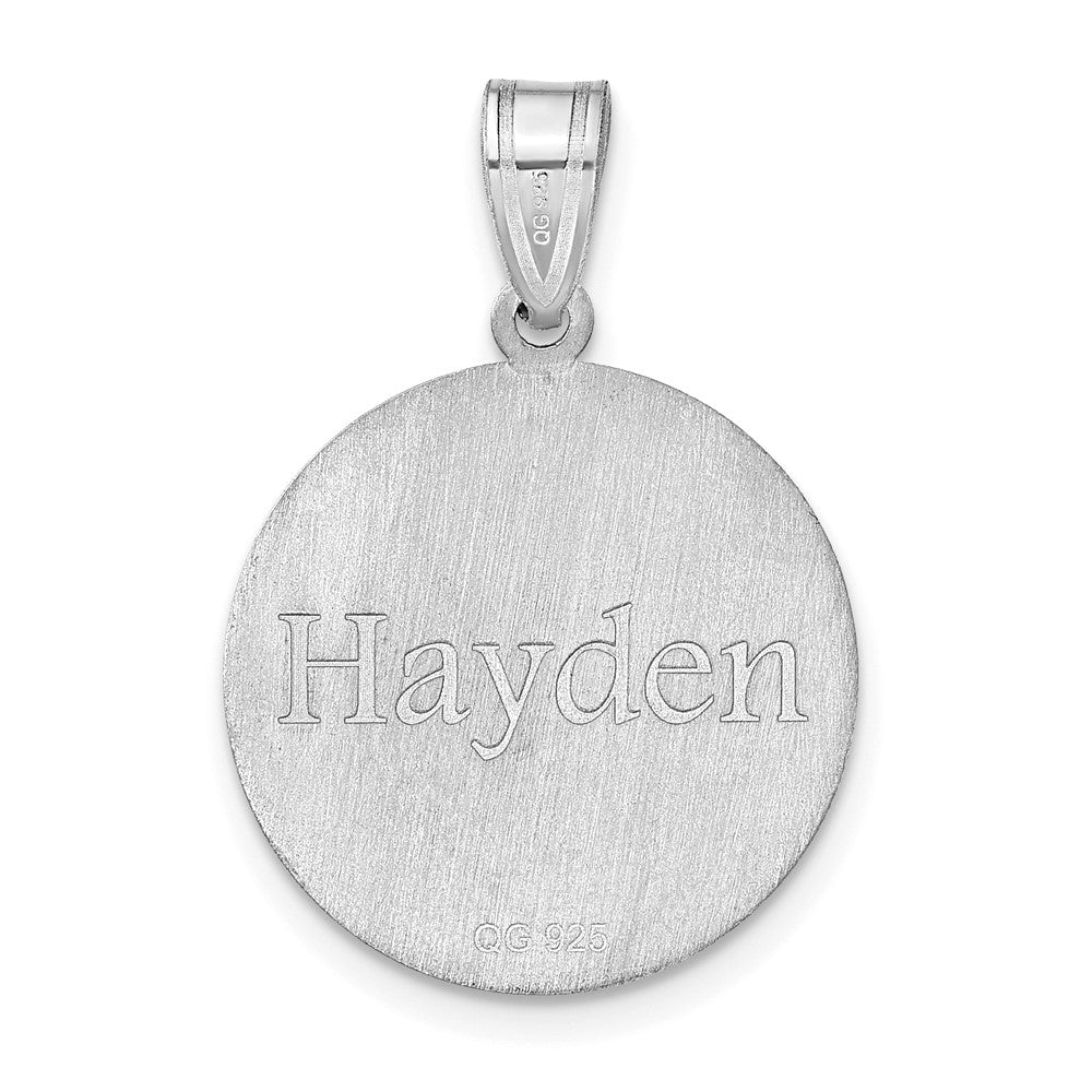 Sterling Silver Silver/Rhodium Plated Personalized Basketball Pendant