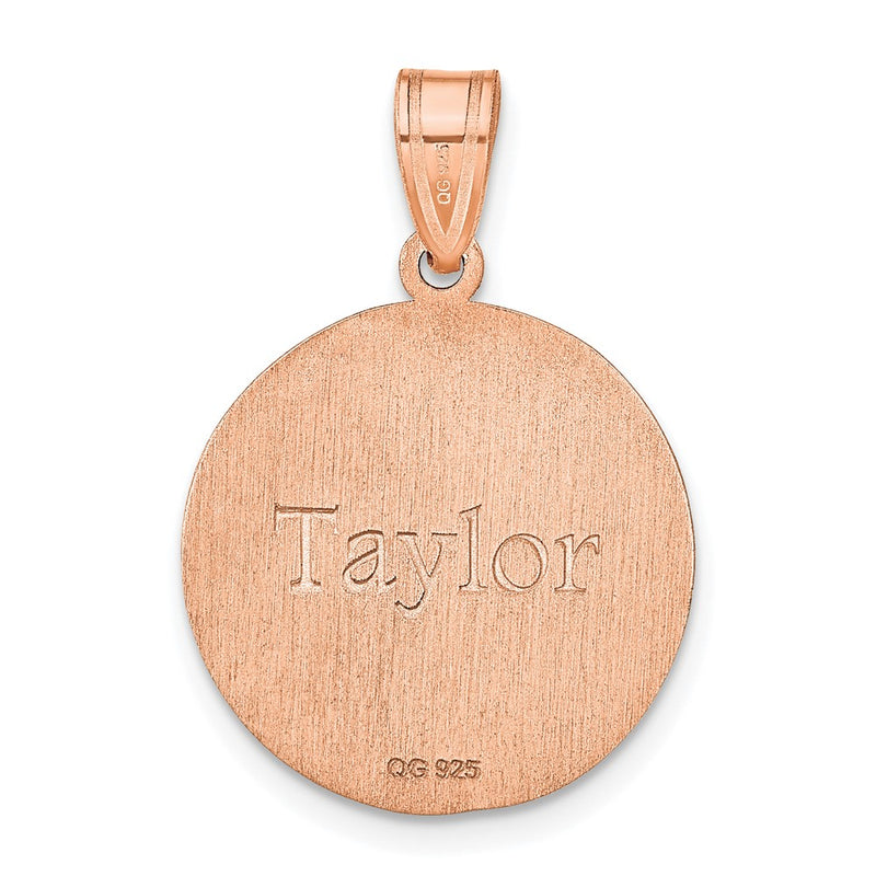 Rose Plated Sterling Silver/Rose Personalized Volleyball Pendant