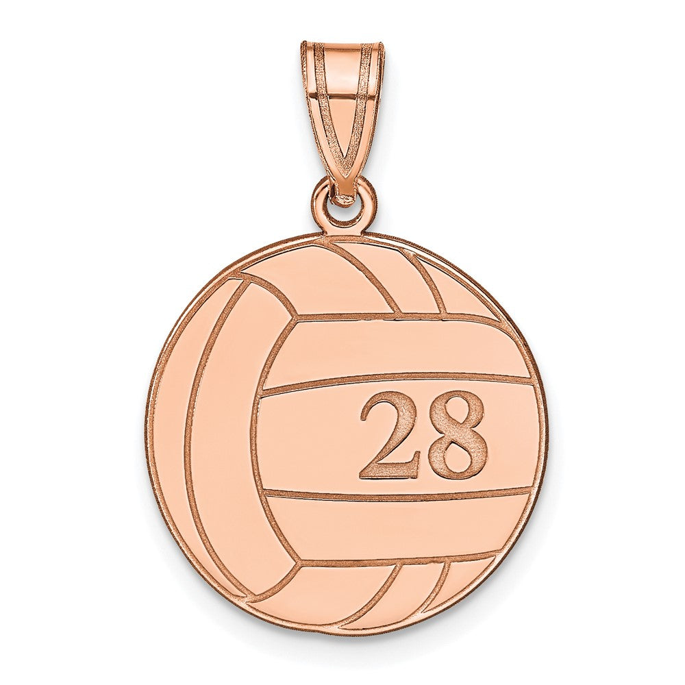 Rose Plated Sterling Silver/Rose Personalized Volleyball Pendant