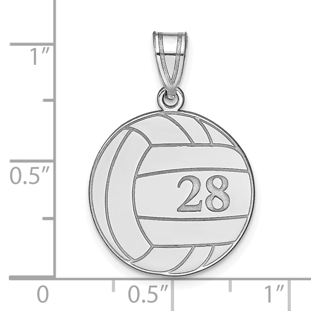 14K White Gold Personalized Volleyball Pendant