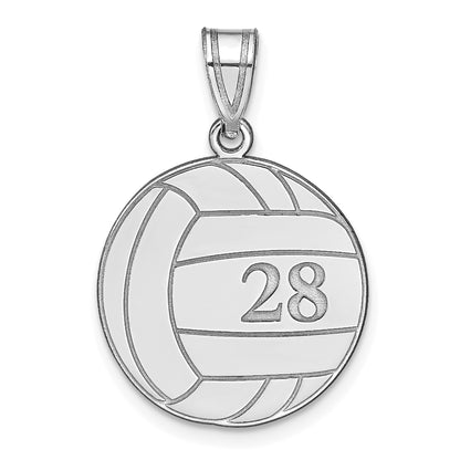 14K White Gold Personalized Volleyball Pendant