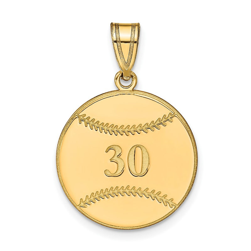 14K Yellow Gold Personalized Baseball Pendant