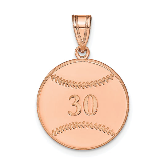 14K Rose Gold Personalized Baseball Pendant