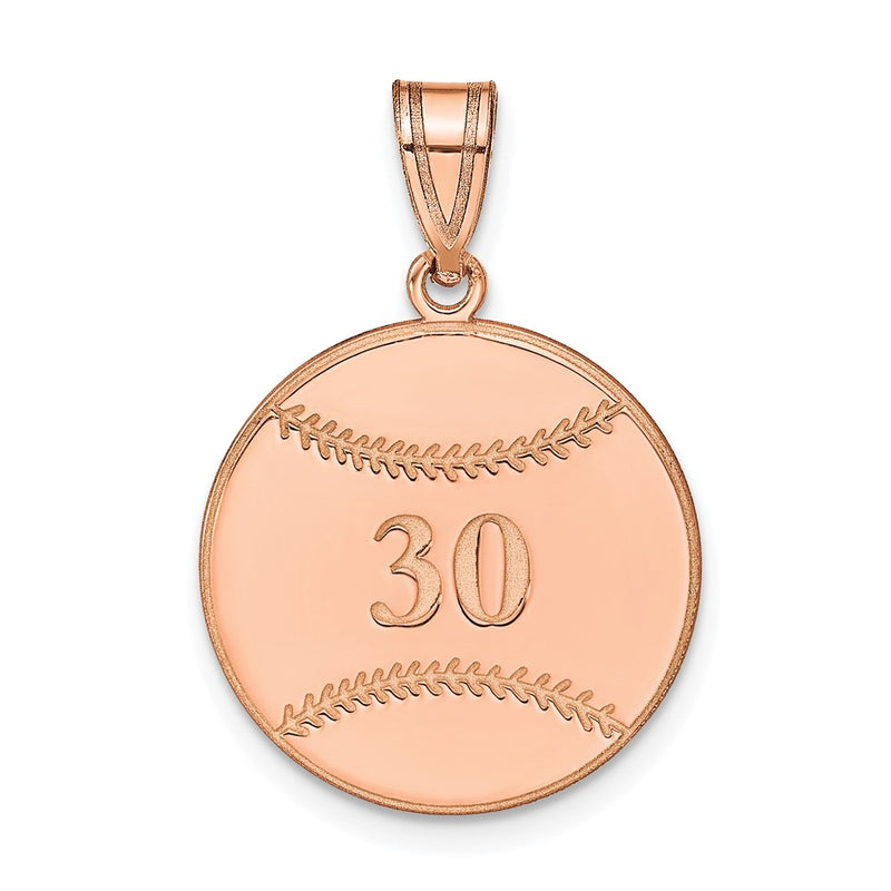 Rose Plated Sterling Silver/Rose Personalized Baseball Pendant