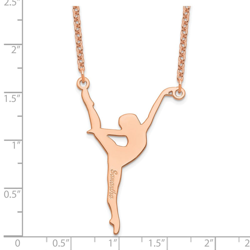 Rose Plated Sterling Silver/Rose Personalized Dancer Necklace