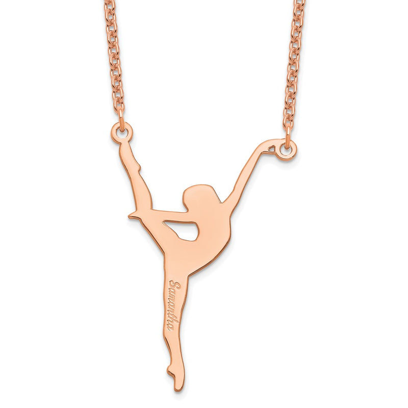 Rose Plated Sterling Silver/Rose Personalized Dancer Necklace