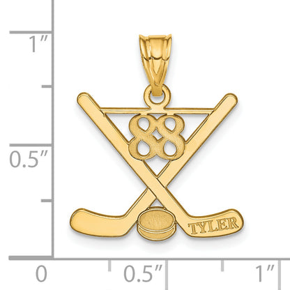 14K Yellow Gold Personalized Hockey Pendant