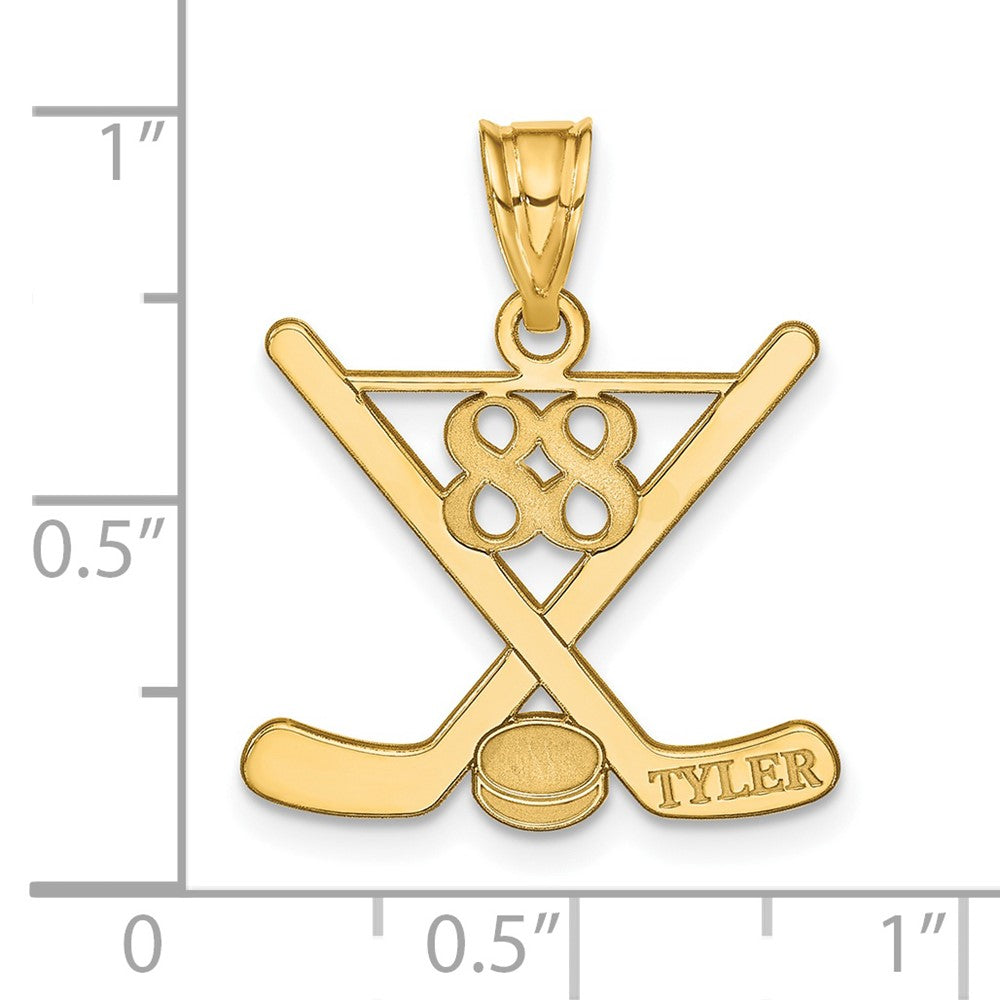 Gold Plated Sterling Silver/Gold Personalized Hockey Pendant