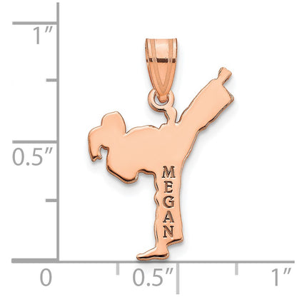 Rose Plated Sterling Silver/Rose Personalized Girl Karate Pendant