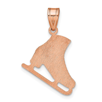 Rose Plated Sterling Silver/Rose Personalized Ice Skate Pendant