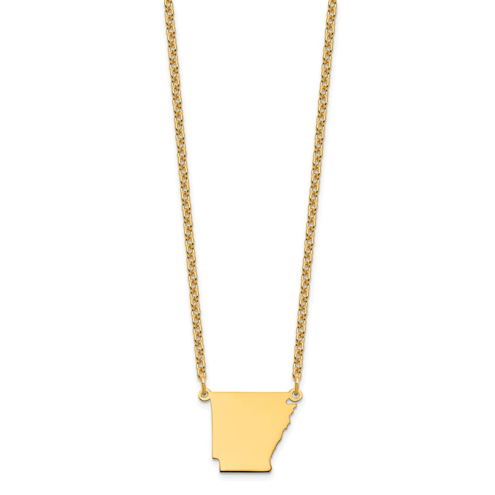 Gold Plated Sterling Silver/Gold Arkansas State Necklace