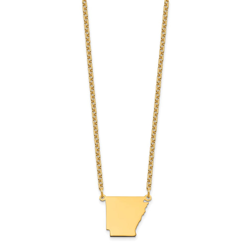 Gold Plated Sterling Silver/Gold Arkansas State Necklace