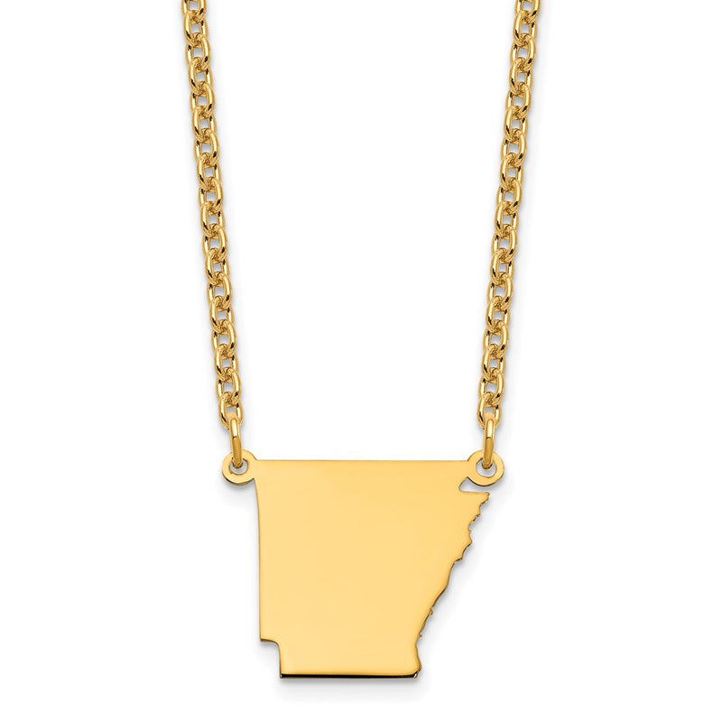 Gold Plated Sterling Silver/Gold Arkansas State Necklace