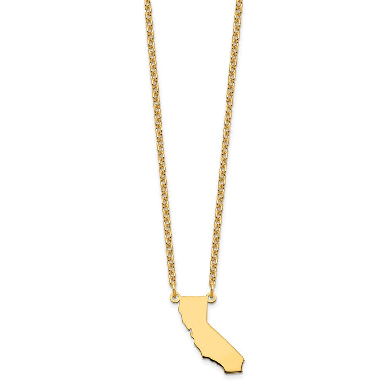Gold Plated Sterling Silver/Gold California State Necklace