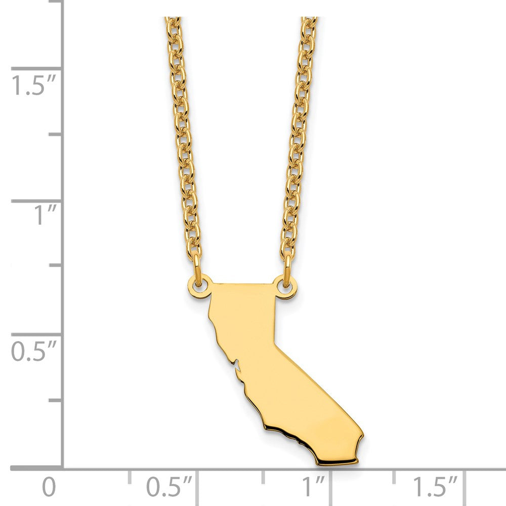 Gold Plated Sterling Silver/Gold California State Necklace