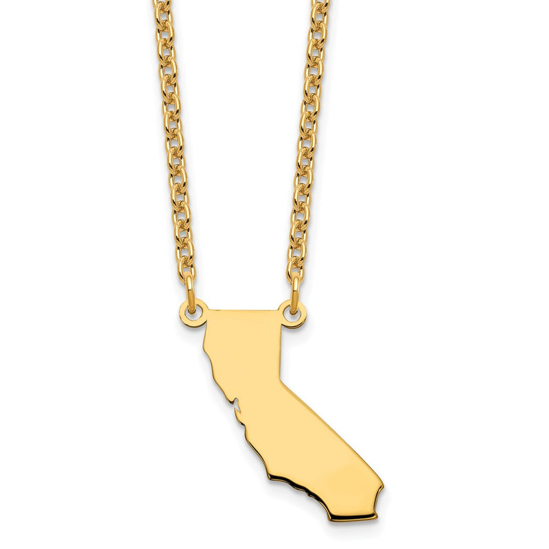 Gold Plated Sterling Silver/Gold California State Necklace