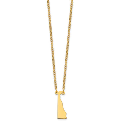 Gold Plated Sterling Silver/Gold Delaware State Necklace