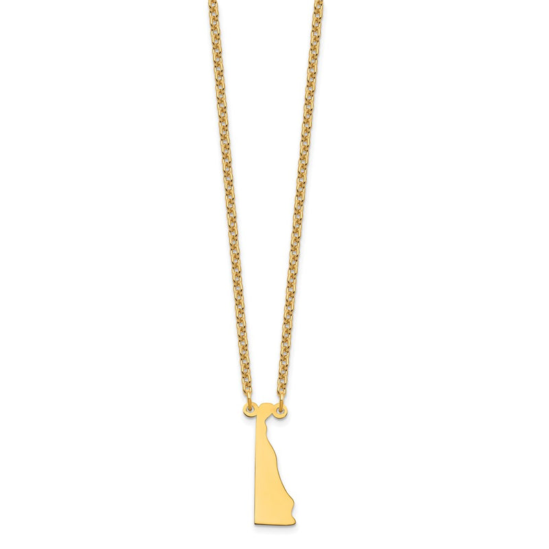 Gold Plated Sterling Silver/Gold Delaware State Necklace