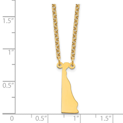 Gold Plated Sterling Silver/Gold Delaware State Necklace