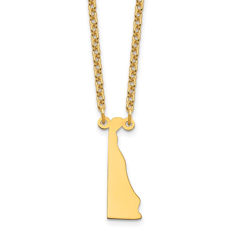 Gold Plated Sterling Silver/Gold Delaware State Necklace