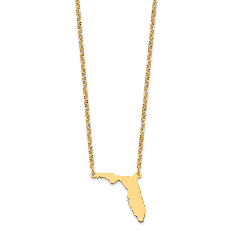 Gold Plated Sterling Silver/Gold Florida State Necklace