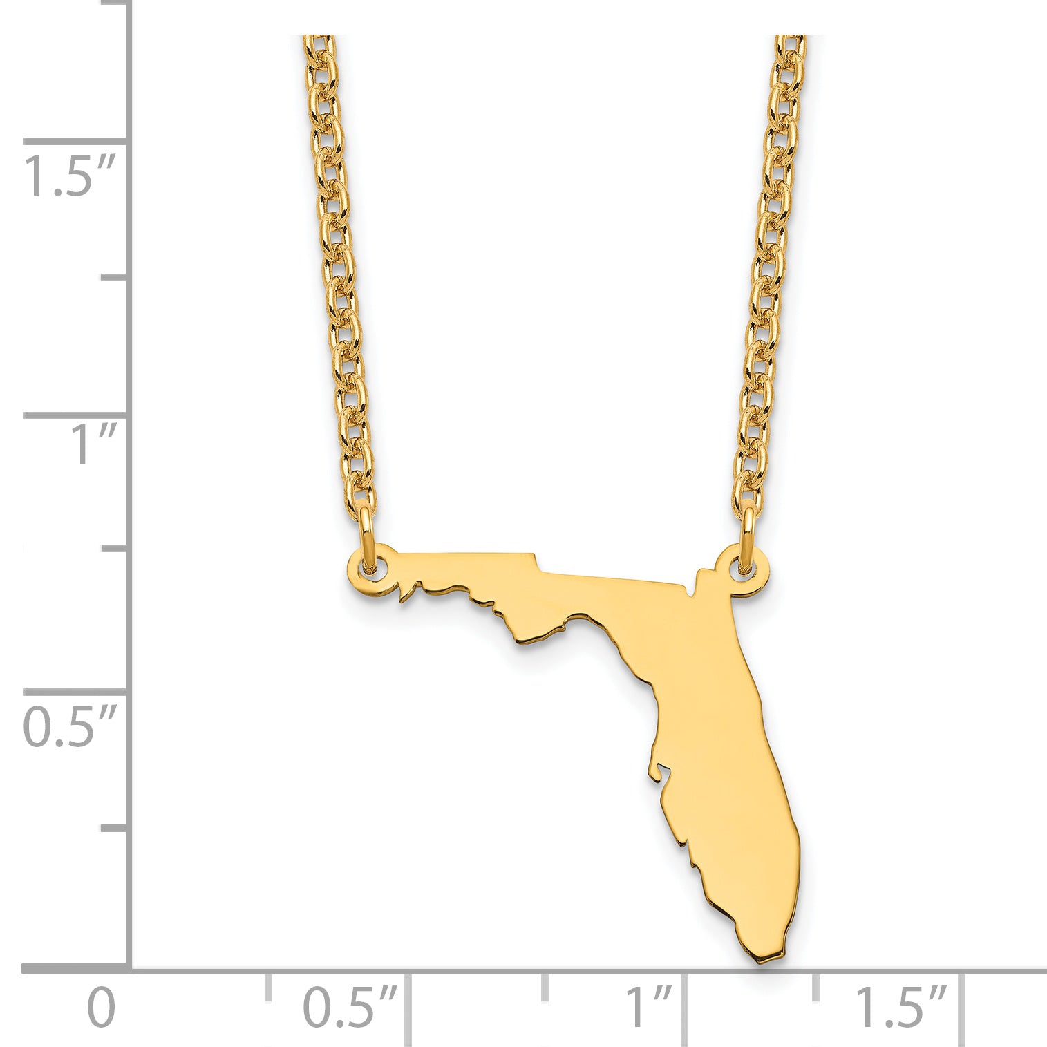 Gold Plated Sterling Silver/Gold Florida State Necklace