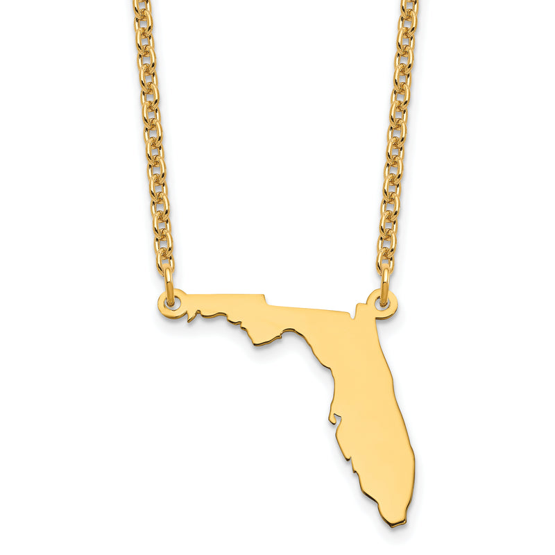 Gold Plated Sterling Silver/Gold Florida State Necklace