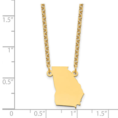 Gold Plated Sterling Silver/Gold Georgia State Necklace