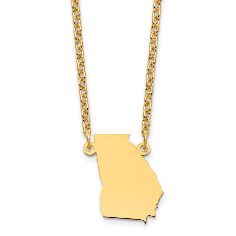 Gold Plated Sterling Silver/Gold Georgia State Necklace
