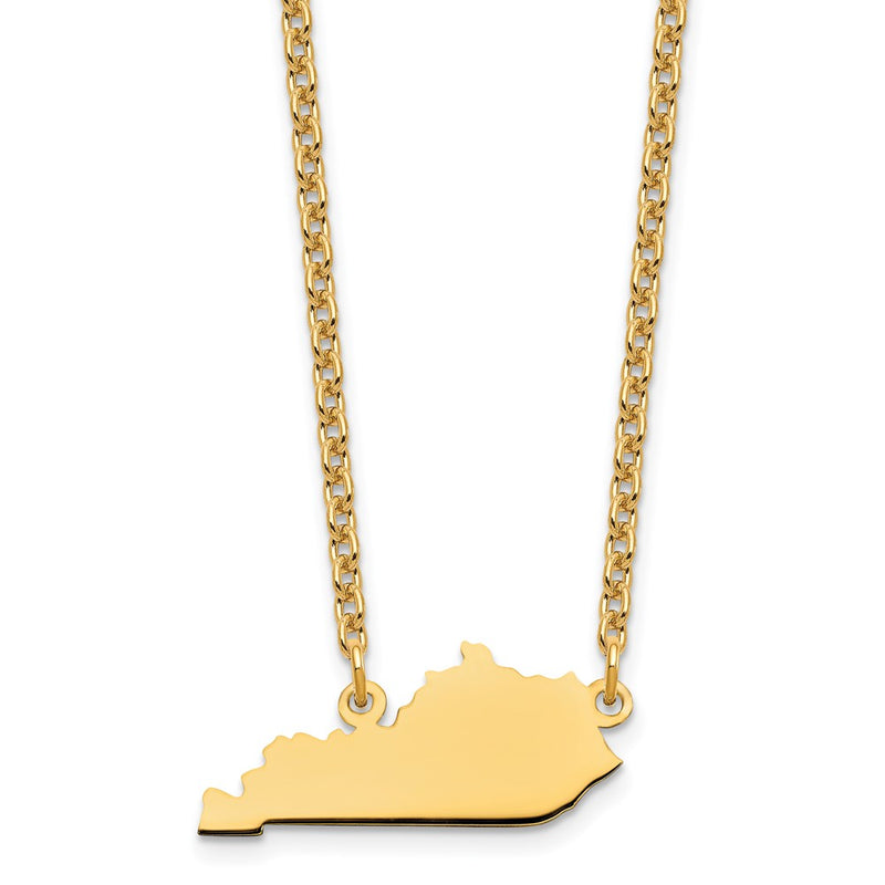 Gold Plated Sterling Silver/Gold Kentucky State Necklace
