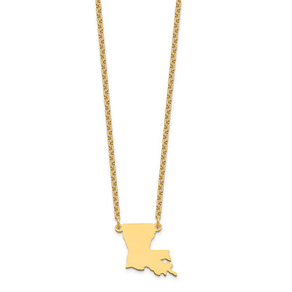 Gold Plated Sterling Silver/Gold Louisiana State Necklace