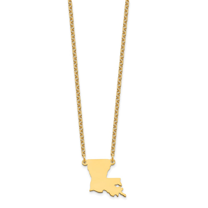 Gold Plated Sterling Silver/Gold Louisiana State Necklace