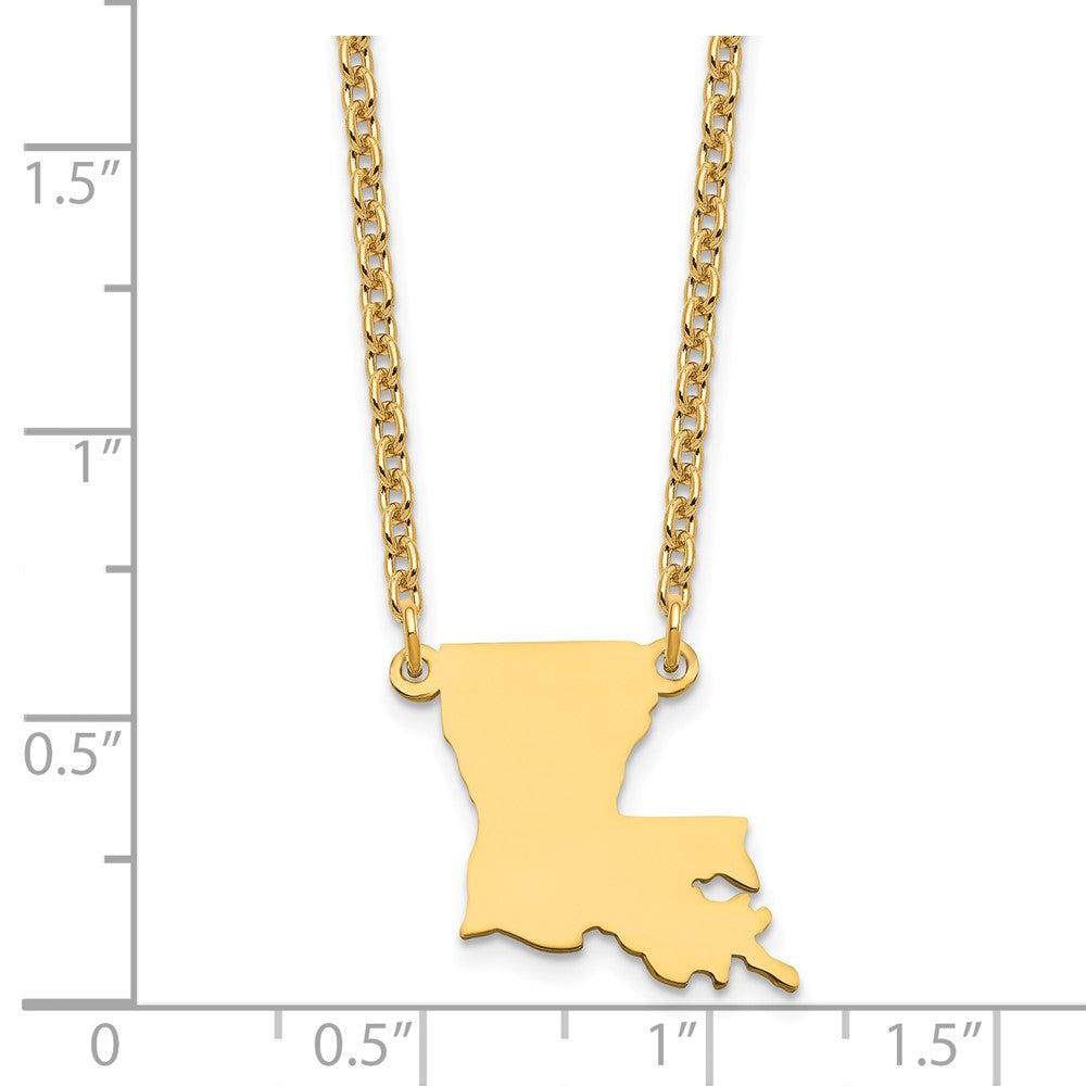 Gold Plated Sterling Silver/Gold Louisiana State Necklace