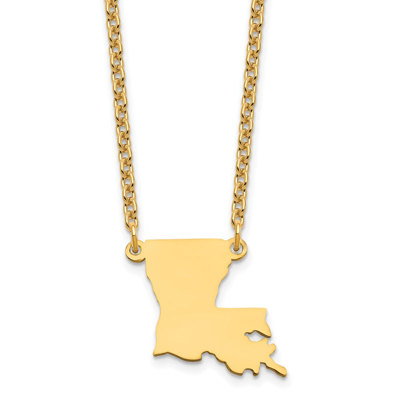 Gold Plated Sterling Silver/Gold Louisiana State Necklace