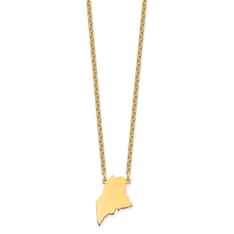 Gold Plated Sterling Silver/Gold Maine State Necklace